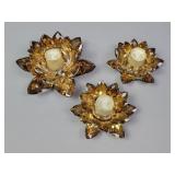 3x The Bid Amber Votive Holders