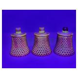 3x The Bid Hobnail Glass Red Cadmium Inserts
