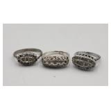 Sterling Silver Scrap 3 Princess Rings All