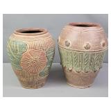 2x The Bid Terra Cotta Vase - Made In Thailand