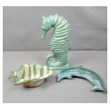 3x The Bid Decorative Clay Sea Life Figures