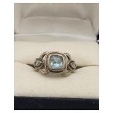 Sterling Silver Aquamarine Sz 8 Ring 4.3g Tw