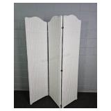 Painted Natural Wicker Three Panel Screen
