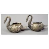 6.145 Ozt Sterling Silver Swan Salt Cellars