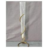 21" Tall Crackle Glass & Solid Brass Vase