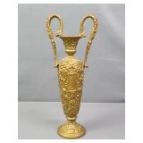 Vintage Painted Gold Metal Trophy Vase