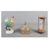 3x The Bid Hourglass, Globe, Imperial? Lidded Bowl