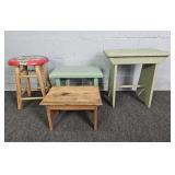 4x The Bid Asst Vintage Wood Stools