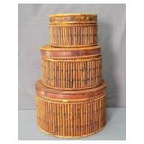 Set Of 3 Teak & Bamboo Nesting Boxes