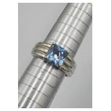 Sterling Silver Blue Stone Ring Sz8 Tw 4.8g