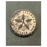 1916 Cuban Silver 20 Centavos - 90% Silver 4.65g
