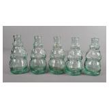 5x The Bid Vintage Green Glass Santa Claus Bottles