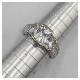 Sterling Silver Sz 8 Cz Engagement Ring Tw 5.8g