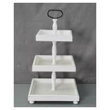 Painted Wood 3 Tier Serving Tray Stand