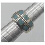 Sterling Silver Turquoise Ring Sz 6 Tw 7.6g
