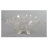 Vintage Crimp Edged Footed Elegant Glass Bowl