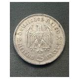 Third Reich Germany 90% Silver 5 Reichsmarks