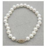 14k /585 Clasp Pearl 7 In Bracelet