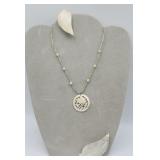 Carved Mother Of Pearl Abalone Necklace And Two