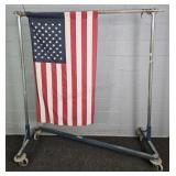 3x5 Us Flag On Wooden Pole W/ Swivel Halyard