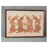 Vintage Thai Temple Rubbing Framed Under Glass
