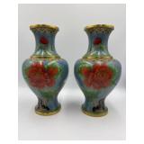 2x The Bid Matching Cloisonné Vases - Mint