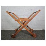 Vintage Folding Wood Cart W/ Wooden Wheels