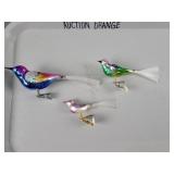 3 Pc Glass Bird Ornament