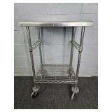 Small Stainless Steel Rolling Stand W/ Wire Shelf