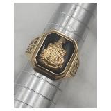 10k Yellow Gold Onyx Signet Ring 1963 Sz 6 Tw