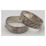 2 .925 Etched Rings Both Sz8  Tw 4.0g