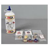 Lot Usga Water Bottle And Pins