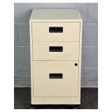 Three Drawer Rolling Metal File Cabinet On Wheels