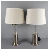 2x The Bid Metal & Glass Table Lamps