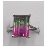 .925 Watermelon Tourmaline Quartz Ring Sz 10