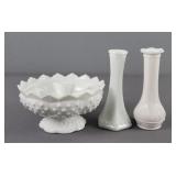 3x The Bid Assorted Milk Glass Large Is Fenton
