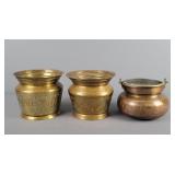 3x The Bid Handcrafted Antique Brass Planter Pot