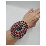 Tibetan Silver Ethnic Large Bracelet  8 X 3.5in