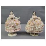 2x The Bid Dresden Lace Figurines