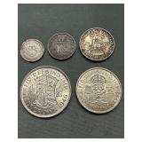 Collection Of English Silver Coins 1930's 40's -