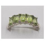 .925 Sterling Silver Peridot Ring Sz 8 Tw 2.9 G