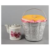 Vintage Tea Pot W/ Metal Storage Box