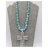 Turquoise Cross 20in Necklace