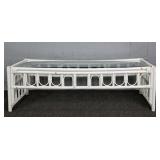 Painted Rattan Frame Glass Top Cocktail Table