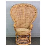 Vintage Wicker & Rattan Peacock Chair W/ Cushions