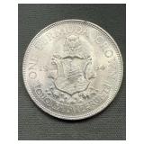 Bermuda 1 Crown Silver Coin - 22.64g - .500