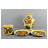 4x The Bid Hilda Vase, 2 Plates & Pot W/saucer
