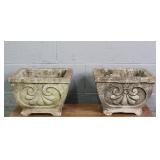 2x The Bid Vintage Concrete Planters