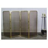 Brass Accent Tempered Glass Fireplace Screen