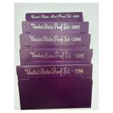 5x The Bid 1980's Us Mint Proof Coin Sets